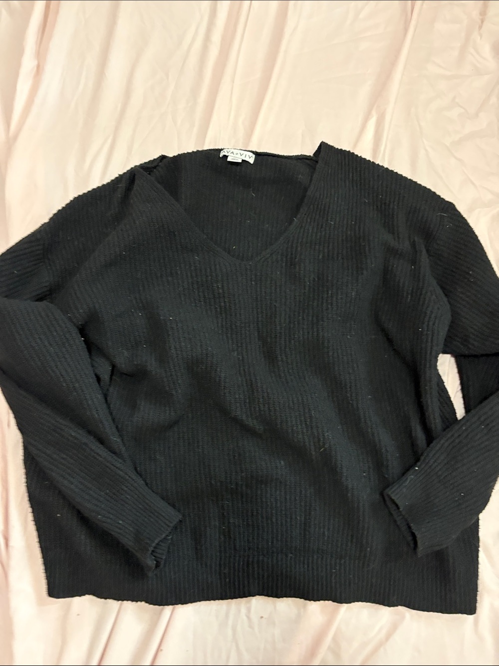 Ava & Viv Black V-Neck Ribbed Sweater